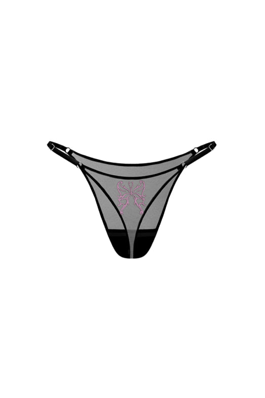 NEW Victoria's Secret Lace Pink Butterfly Thong Panty size Medium
